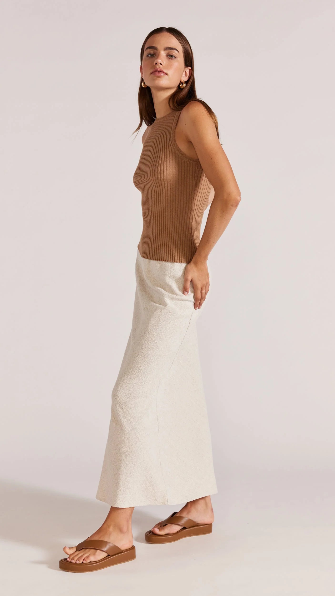 STAPLE THE LABEL-  EDNA KNIT TANK MOCHA