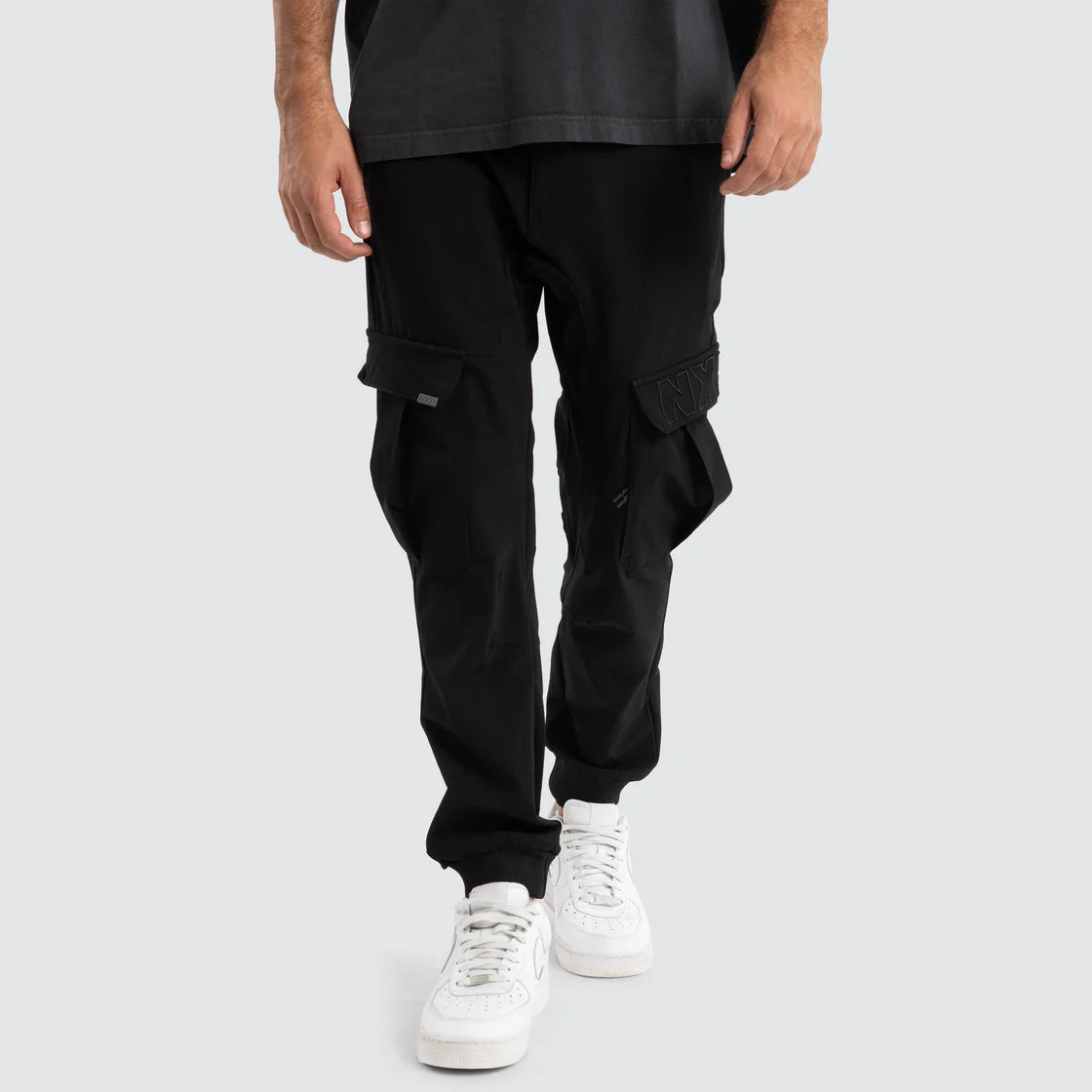 NENA AND PASADENA - F150  Slim Nylon Cargo Jogger.  Black NPP010