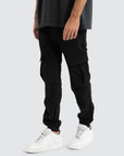NENA AND PASADENA - F150  Slim Nylon Cargo Jogger.  Black NPP010