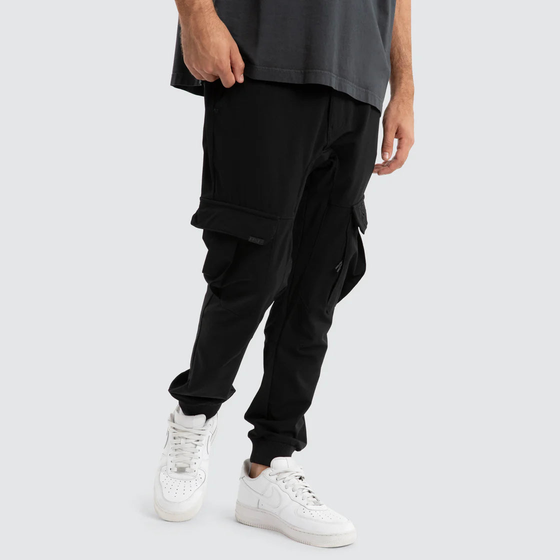 NENA AND PASADENA - F150  Slim Nylon Cargo Jogger.  Black NPP010