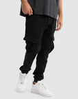 NENA AND PASADENA - F150  Slim Nylon Cargo Jogger.  Black NPP010