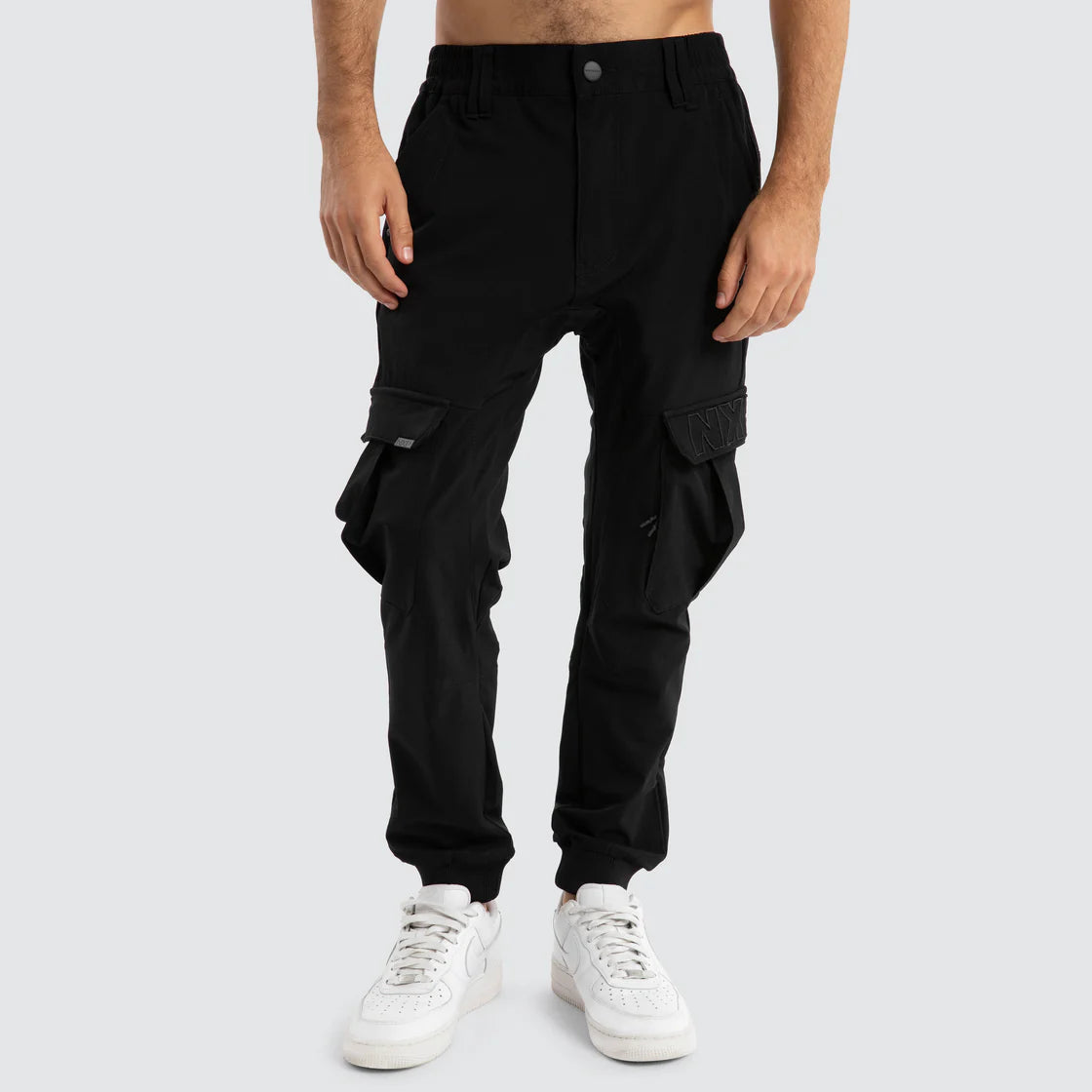 NENA AND PASADENA - F150  Slim Nylon Cargo Jogger.  Black NPP010