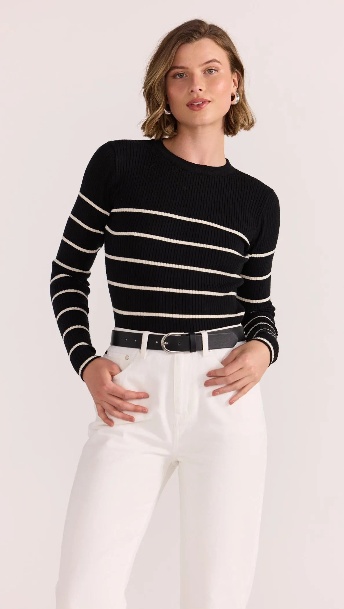 STAPLE THE LABEL FREYA STRIPE KNIT TOP