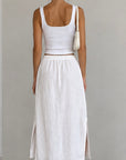 CLOTH + PAPER + SCISSORS - Folk Side Split Skirt - Optical White