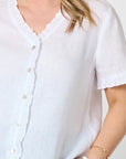 GORDON SMITH - Audrey Linen Short Sleeve Ruffle Shirt - Optical White