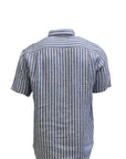 BACK BAY - Linen Stripe Short Sleeve Shirt - Aqua