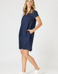 GORDON SMITH - Delta Lino Dress - Navy