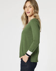 GORDON SMITH Harvard V Neck Jumper - Khaki