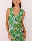 MINK PINK - Green Floral Bias V-Neck Zoe Midi Dress