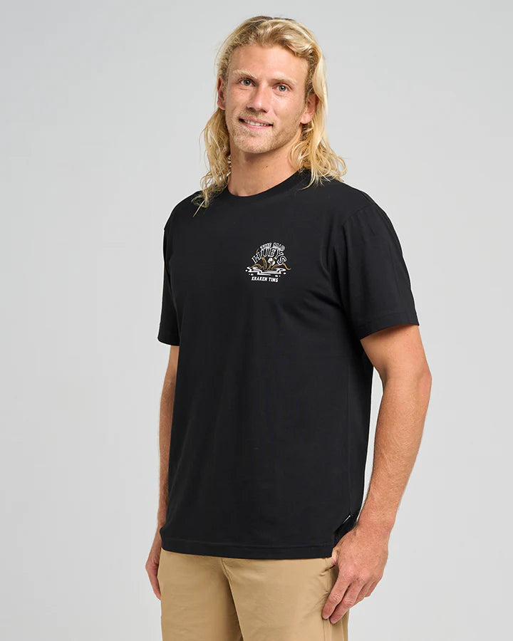 MAD HUEYS -  Kraken Port Hole SS Tee.  Black