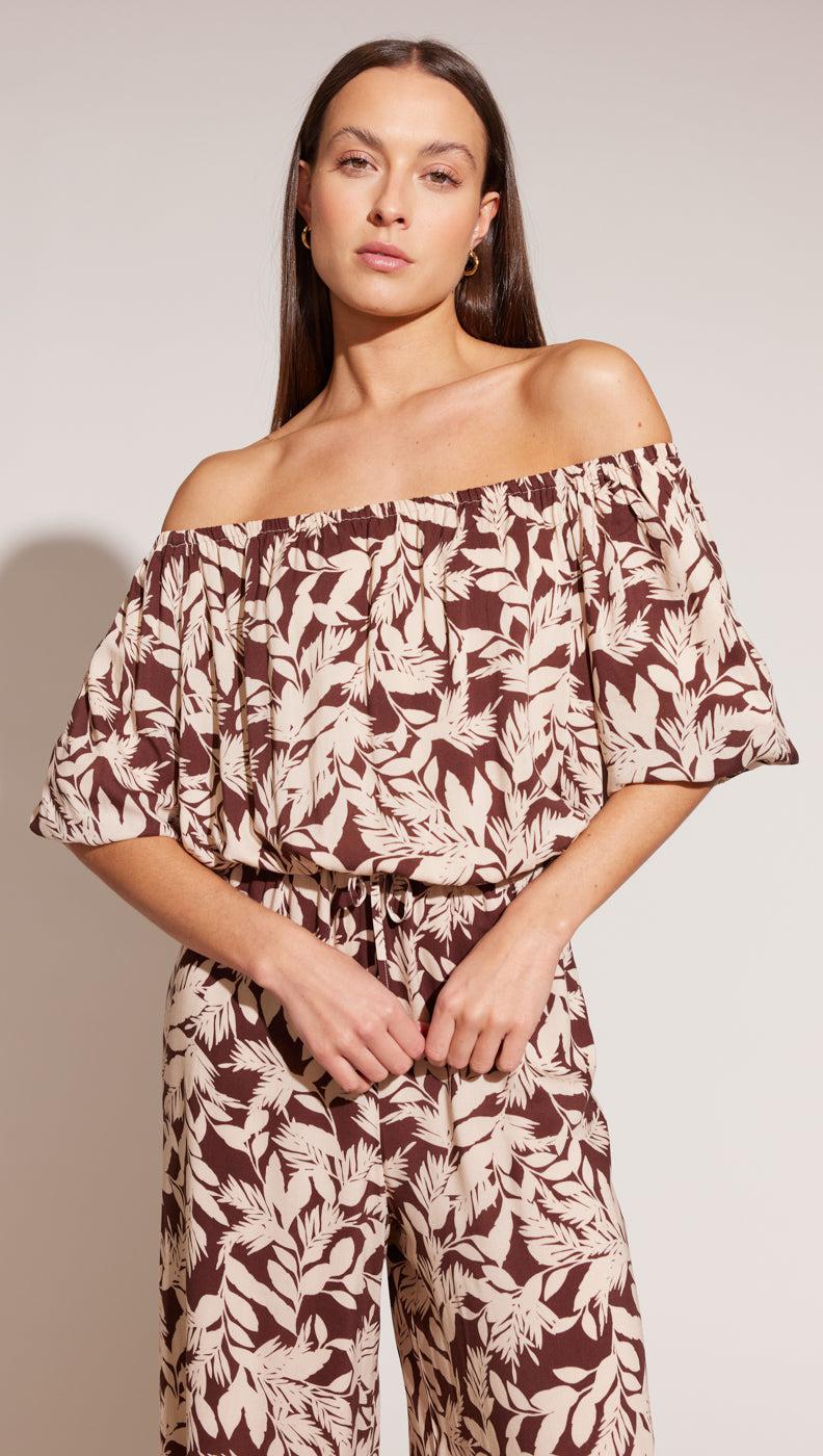STAPLE THE LABEL-  HANALEI OFF SHOULDER TOP - Brown/Beige