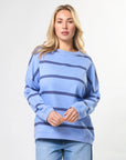 STELLA + Gemma - Newport Relaxed Crew - Cornflower Baby Cross Stripe