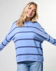 STELLA + Gemma - Newport Relaxed Crew - Cornflower Baby Cross Stripe