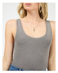 ALL ABOUT EVE - Washed Rib Lace Tank - Charcoal