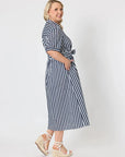GORDON SMITH - Riviera Stripe Print Shirtdress - Navy/White