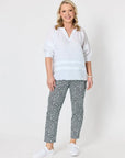 GORDON SMITH - Oasis Print Slim Leg Pant - Navy/White