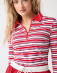 CARTEL & WILLOW - Avery Zip Long Sleeve - Red Multi Stripe