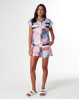 CLOTH + PAPER + SCISSORS - Sun Daze Cap Sleeve Shirt - Gypsy Print