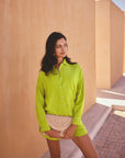 HOLMES & FALLON - Linen Blend Long Sleeve Shirt - Lime Green