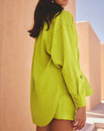 HOLMES & FALLON - Linen Blend Long Sleeve Shirt - Lime Green