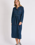 ONE TEN WILLOW - Tie Waist Midi Dress - Denim