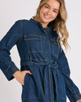 ONE TEN WILLOW - Tie Waist Midi Dress - Denim
