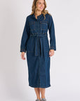 ONE TEN WILLOW - Tie Waist Midi Dress - Denim