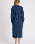 ONE TEN WILLOW - Tie Waist Midi Dress - Denim