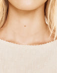 MINK PINK - Boat Neck Rib Detail Mesh Top - Cream