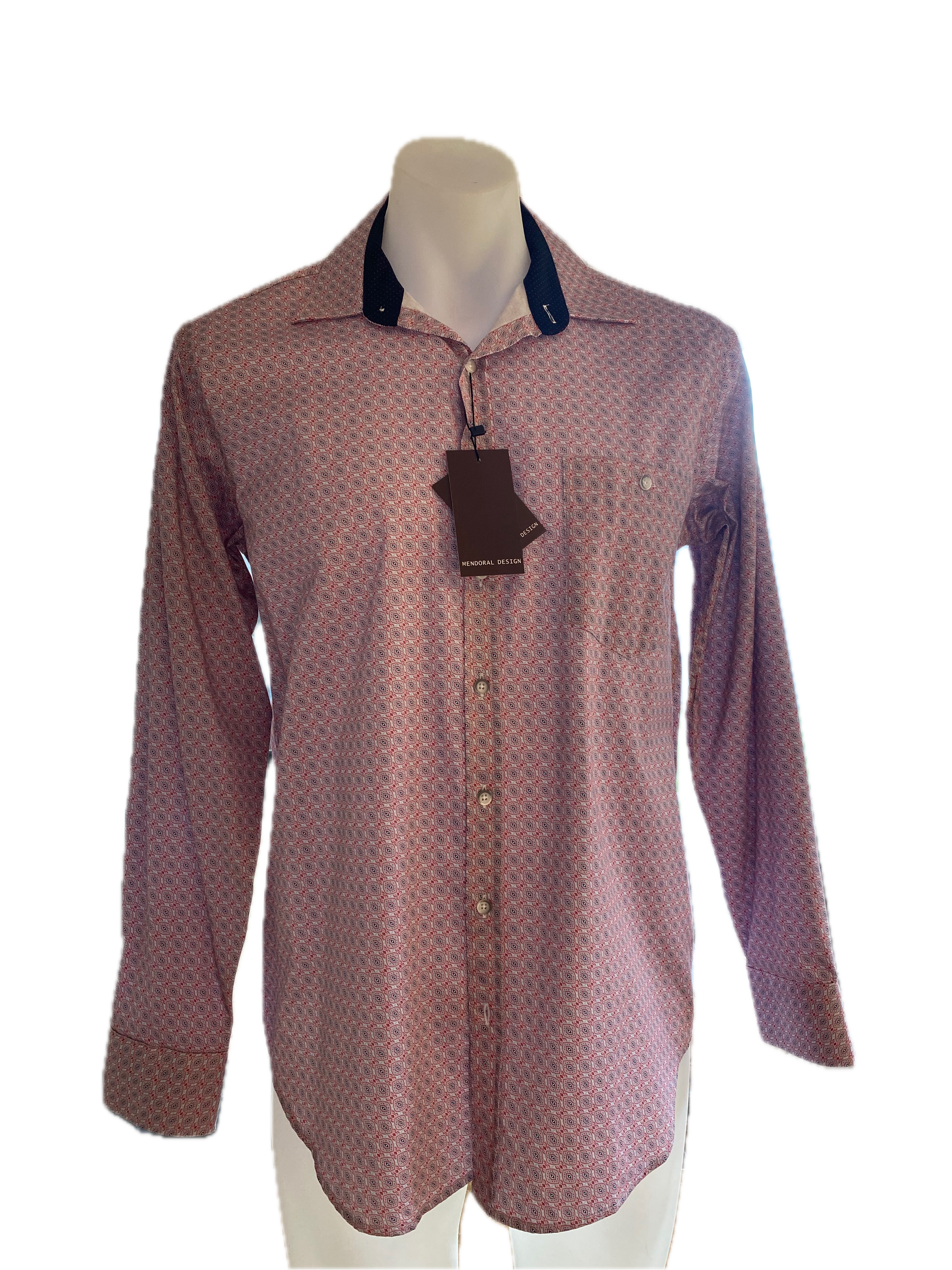 MENDORAL SHIRTS- Red Patterned Long Sleeved Casual Shirt.