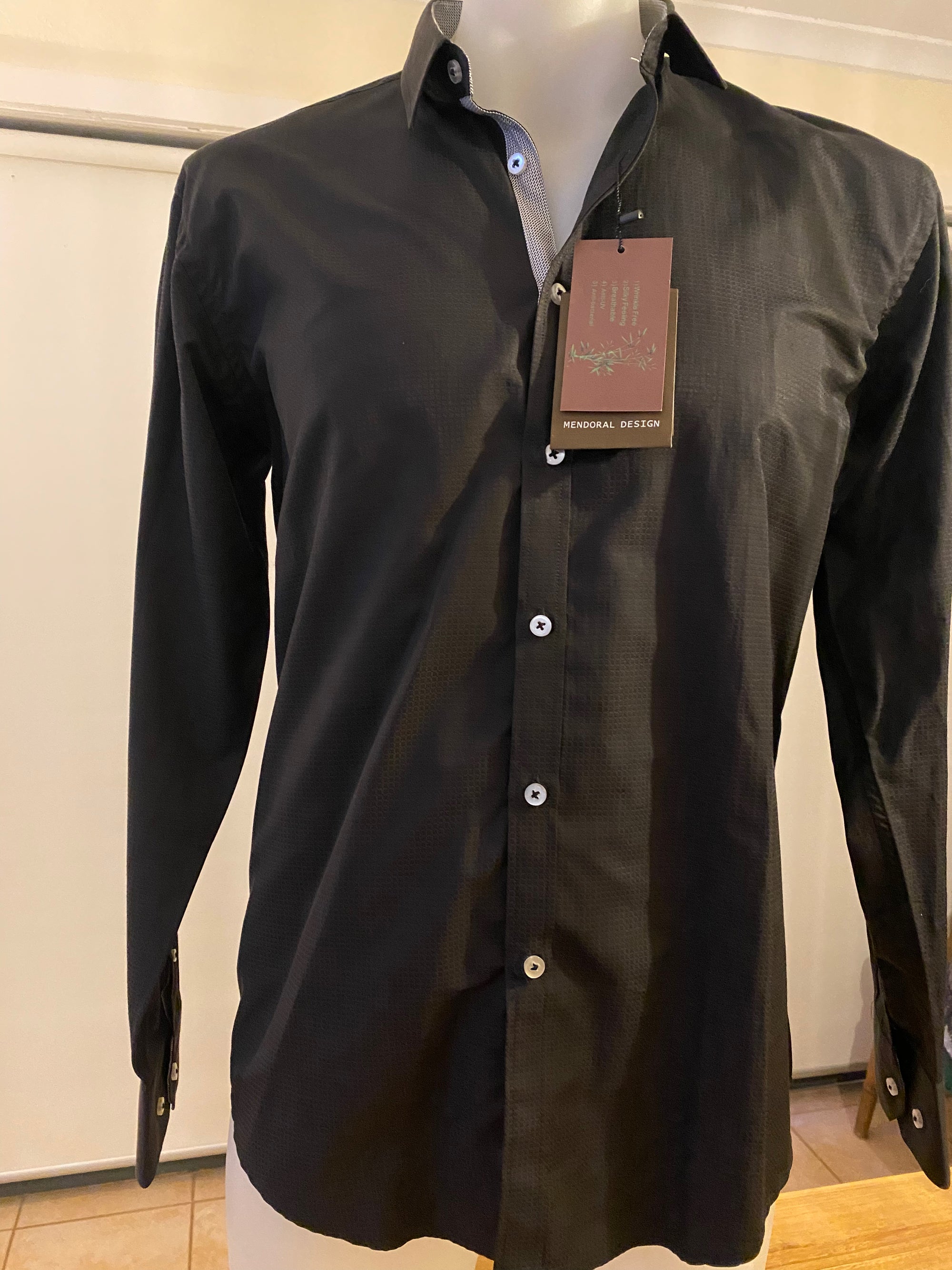 MENDORAL SHIRTS- BLACK Long Sleeved Casual Shirt.