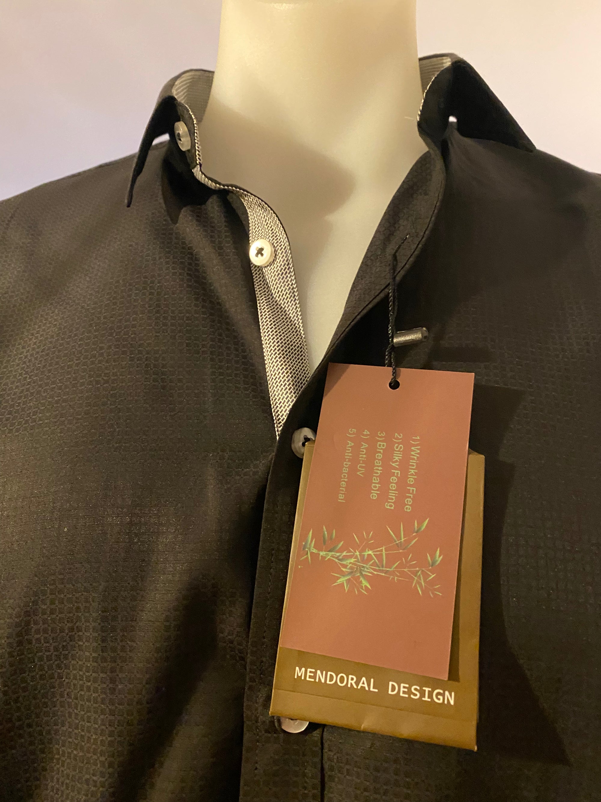 MENDORAL SHIRTS- BLACK Long Sleeved Casual Shirt.