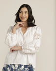 GOONDIWINDI COTTON-  Lace Insert Blouse.  White