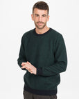 NATIVE WORLD - Merino & Possum Mens Textured Crew - Green