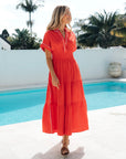 LABEL OF LOVE – Contrast Tipped Midi Dress - Orange