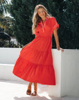 LABEL OF LOVE – Contrast Tipped Midi Dress - Orange