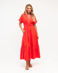 LABEL OF LOVE – Contrast Tipped Midi Dress - Orange