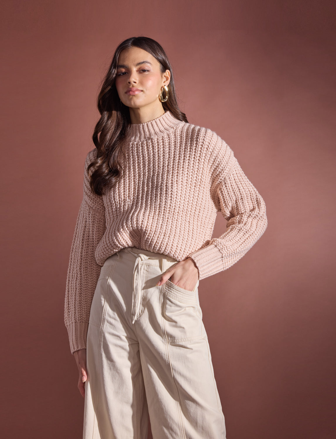 MINK PINK MYLES KNIT JUMPER - BLUSH PINK