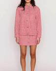 MINK PINK - Freya Stripe Denim Jacket - Red Stripe