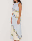 MINK PINK - Blue & Cream Floral Mesh Maxi Dress