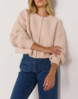 MINK PINK MARLO CHUNKY CARDIGAN - BLUSH PINK