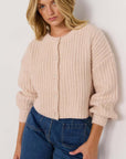 MINK PINK MARLO CHUNKY CARDIGAN - BLUSH PINK