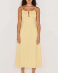 MINK PINK - Gigi Bias Midi Dress.  Butter Yellow Bias Cut Linen.