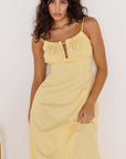 MINK PINK - Gigi Bias Midi Dress.  Butter Yellow Bias Cut Linen.