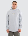 NENA AND PASADENA- Gold Line Dual Curved Hoodie. Grey Marle
