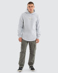 NENA AND PASADENA- Gold Line Dual Curved Hoodie. Grey Marle