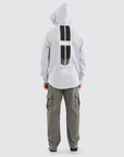 NENA AND PASADENA- Gold Line Dual Curved Hoodie. Grey Marle