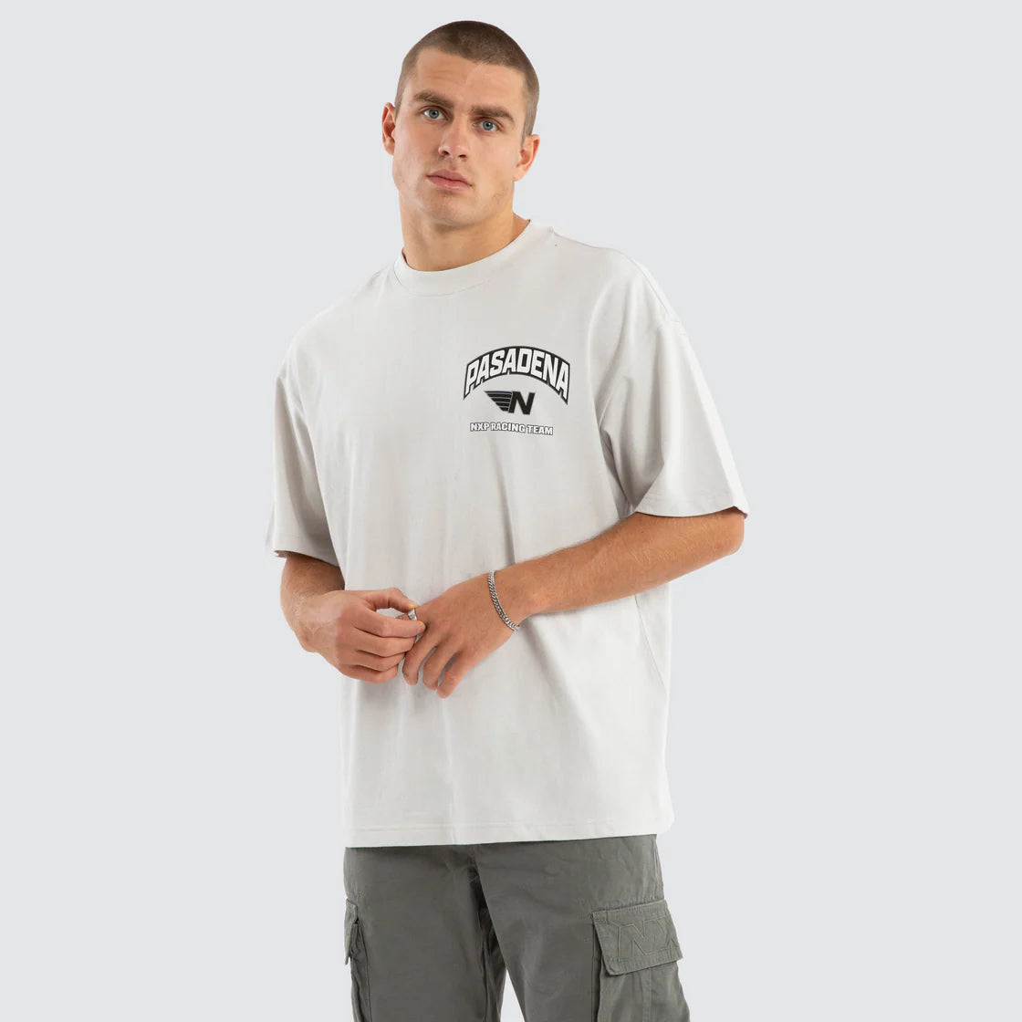 NENA AND PASADENA - Motor Raptor Tee.  Glacier Grey NPFT064