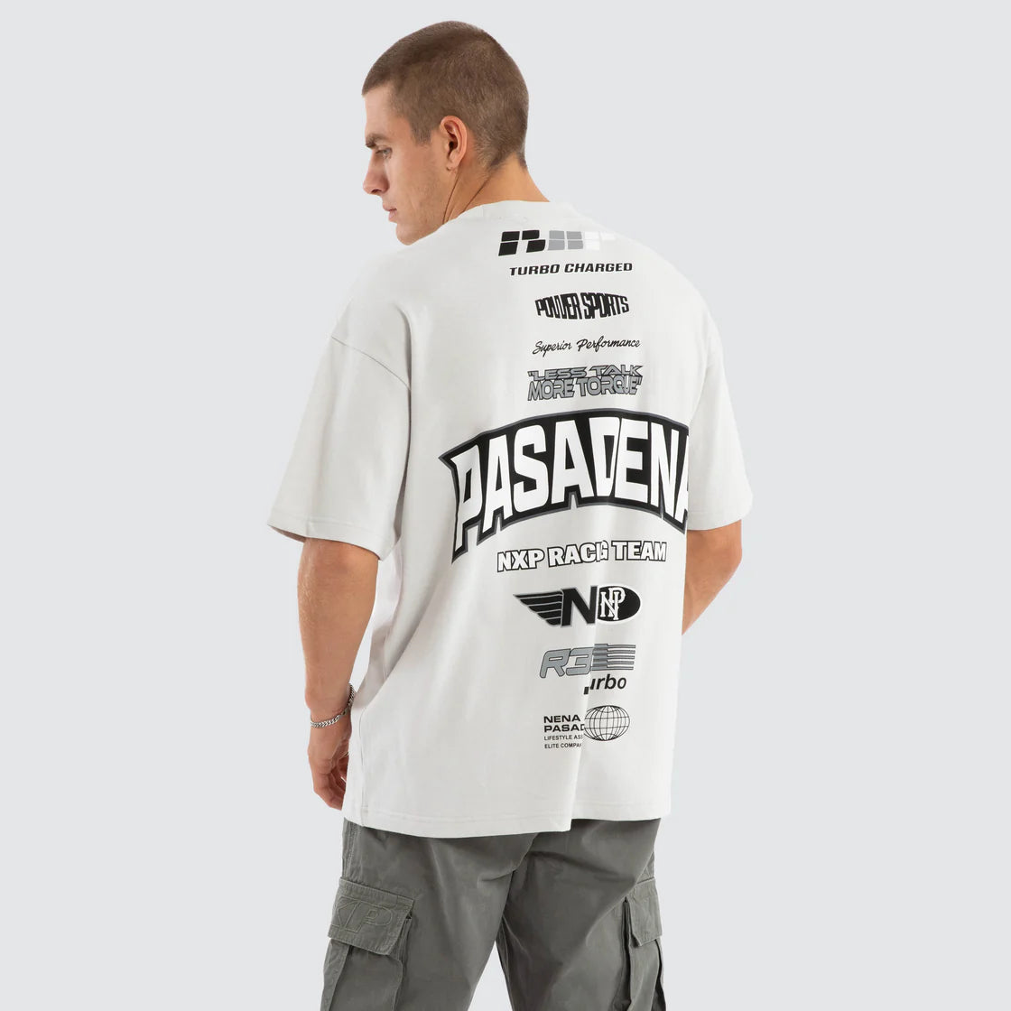 NENA AND PASADENA - Motor Raptor Tee.  Glacier Grey NPFT064