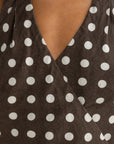 ORTC - Elise Linen Wrap Full Length Dress. Carob Polkadot